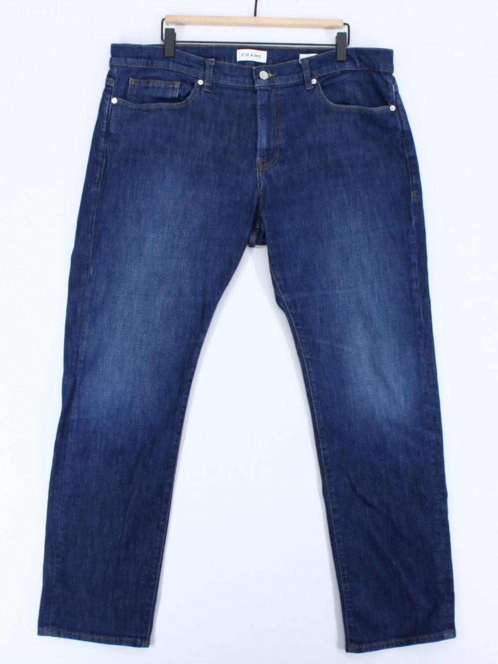 Frame LHomme Slim Jeans Mens 38 Blue Gleam Stretch Denim Mid Rise Straight Leg